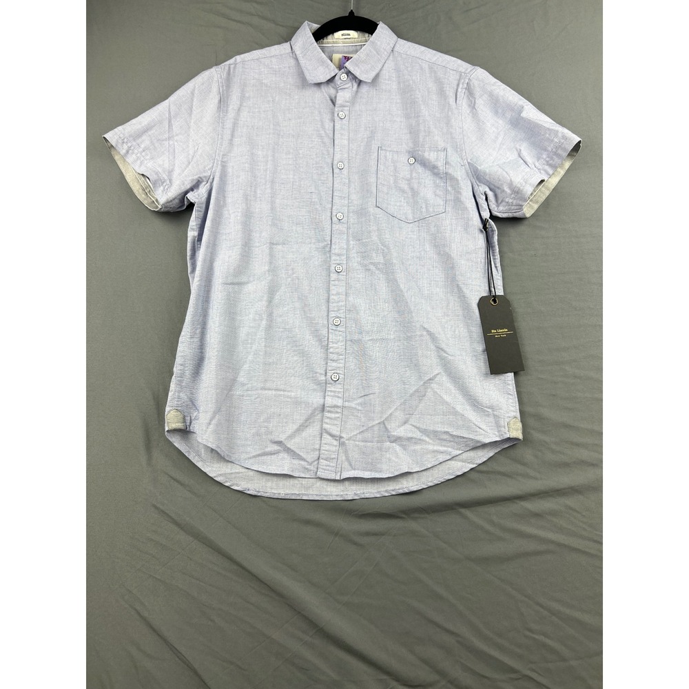 Six Lincoln Button Down Shirt Men Medium Blue NWT Slim Fit Short Sleeve GN9A4BLU